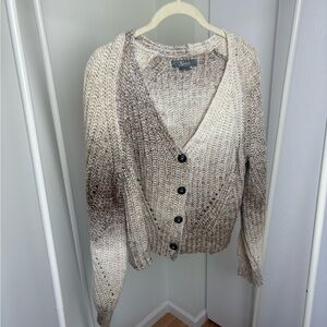 Natural Reflections Cream and Brown Knit Cardigan